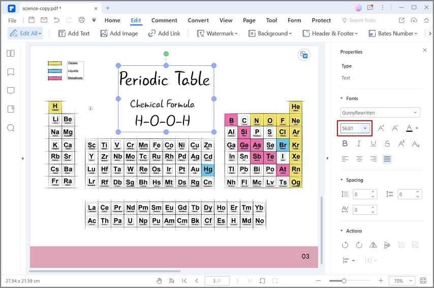 editar o tamanho da fonte pdf