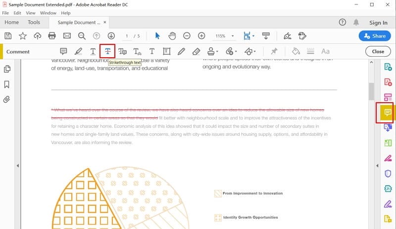 adobe acrobat strikethrough