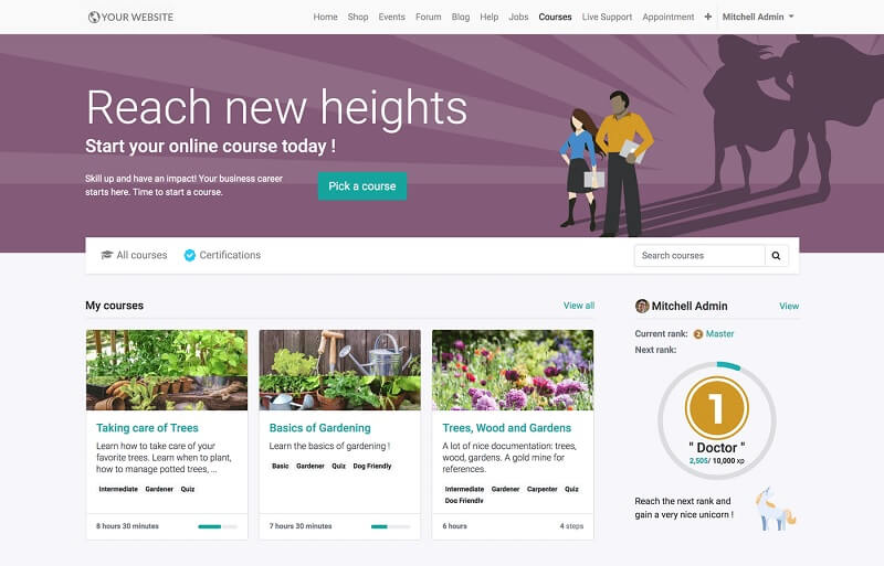 plate-forme d'apprentissage en ligne odoo