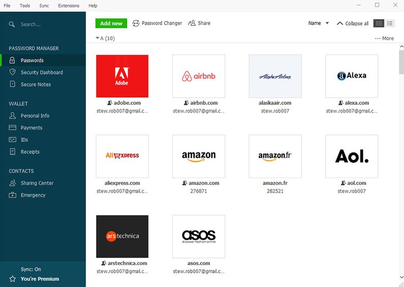 Gestor de contraseñas Dashlane en Mozilla Firefox