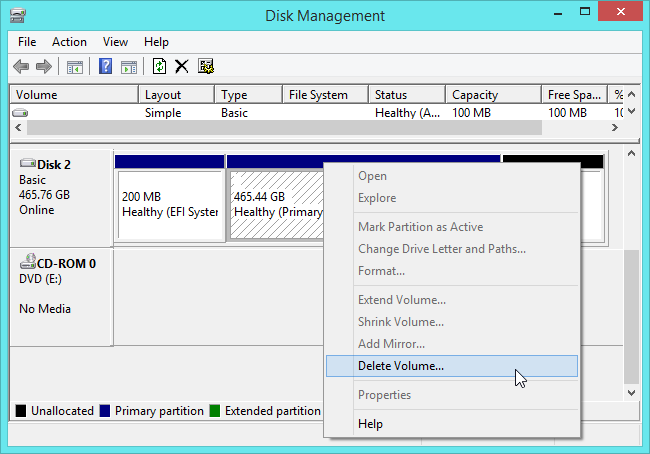 supprimer une partition dans Windows 7