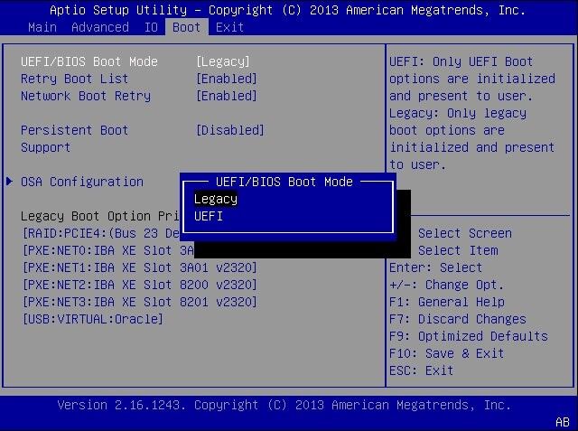Ändern des Gerätestartmodus in uefi