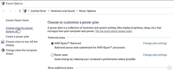 click choose what the power buttons do
