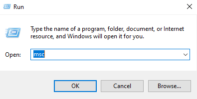 l'étape exécuter de Windows