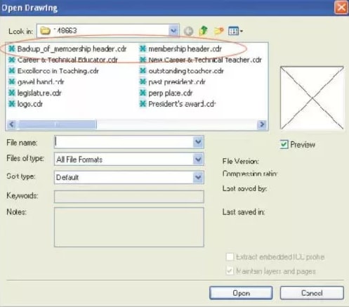 cdr file recovery via autosave