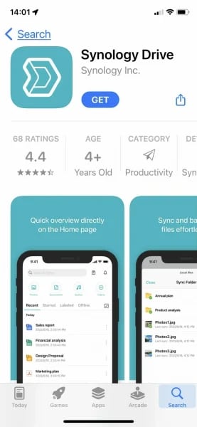 télécharger l'application synology drive