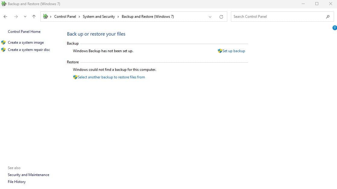 backup and restore window