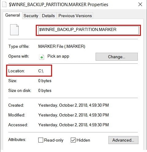 winre_backup_partition.marker est un fichier de 0 octet