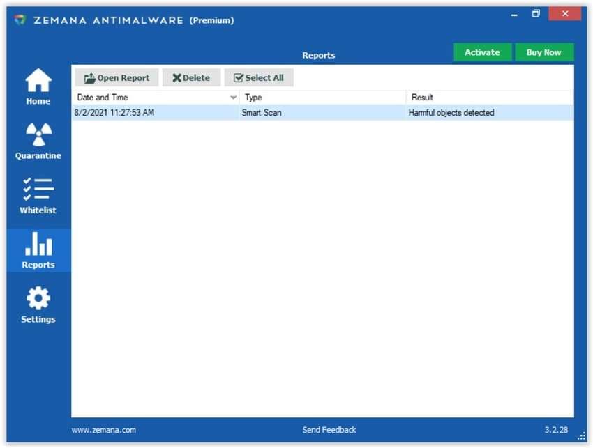 zemana antimalware reports