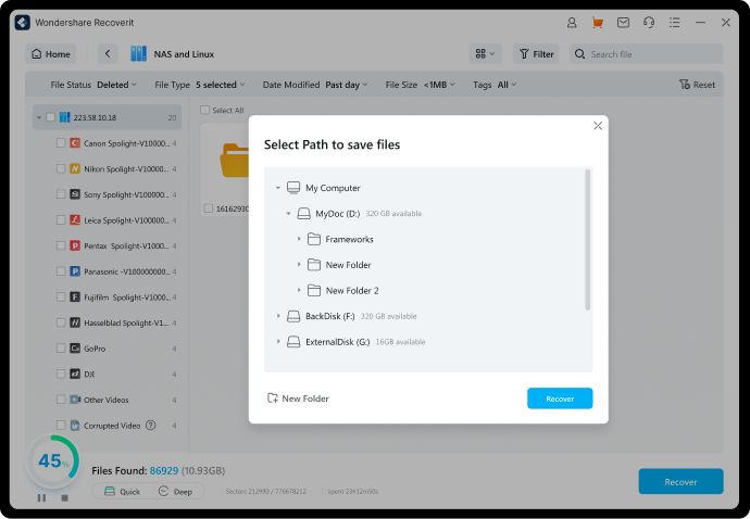 recover lost files from nas and linux