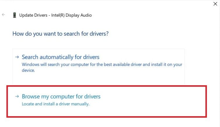 browse my computer for driver software