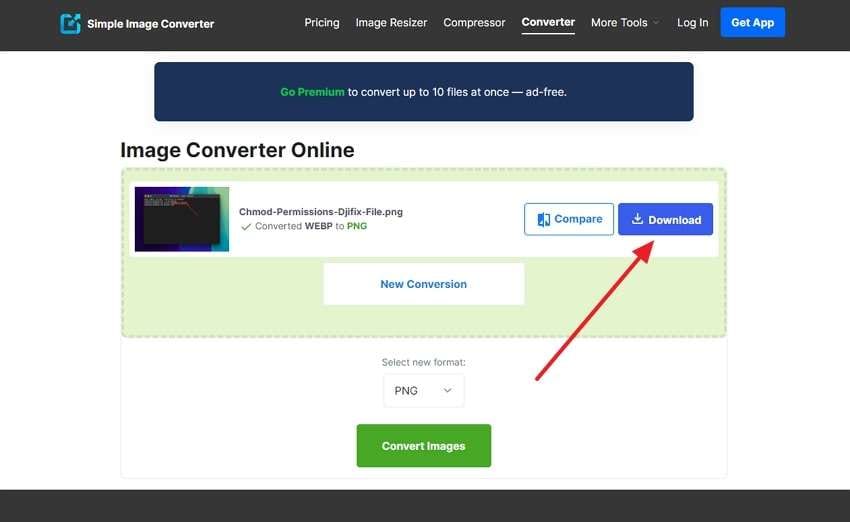 download converted image to system