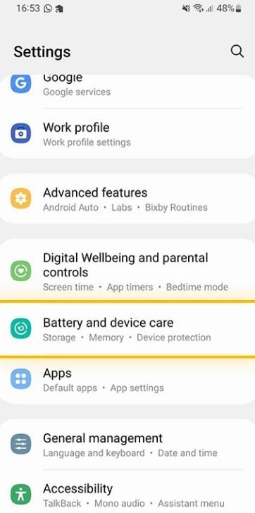 batter and device care settings