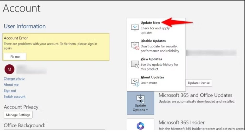 update outlook app