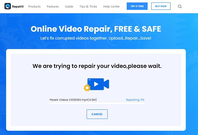Charger les vidéos à réparer en ligne avec Repairit