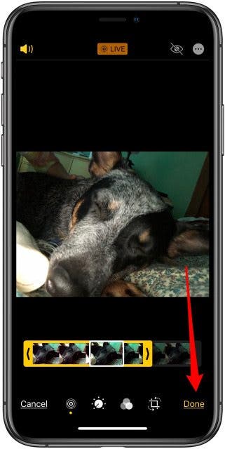 appuyez sur " terminé " pour sauvegarder la photo