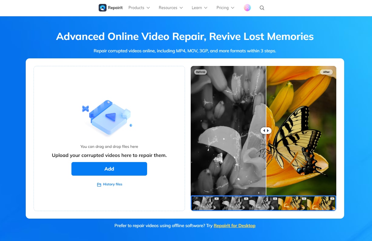 add corrupted video to repair