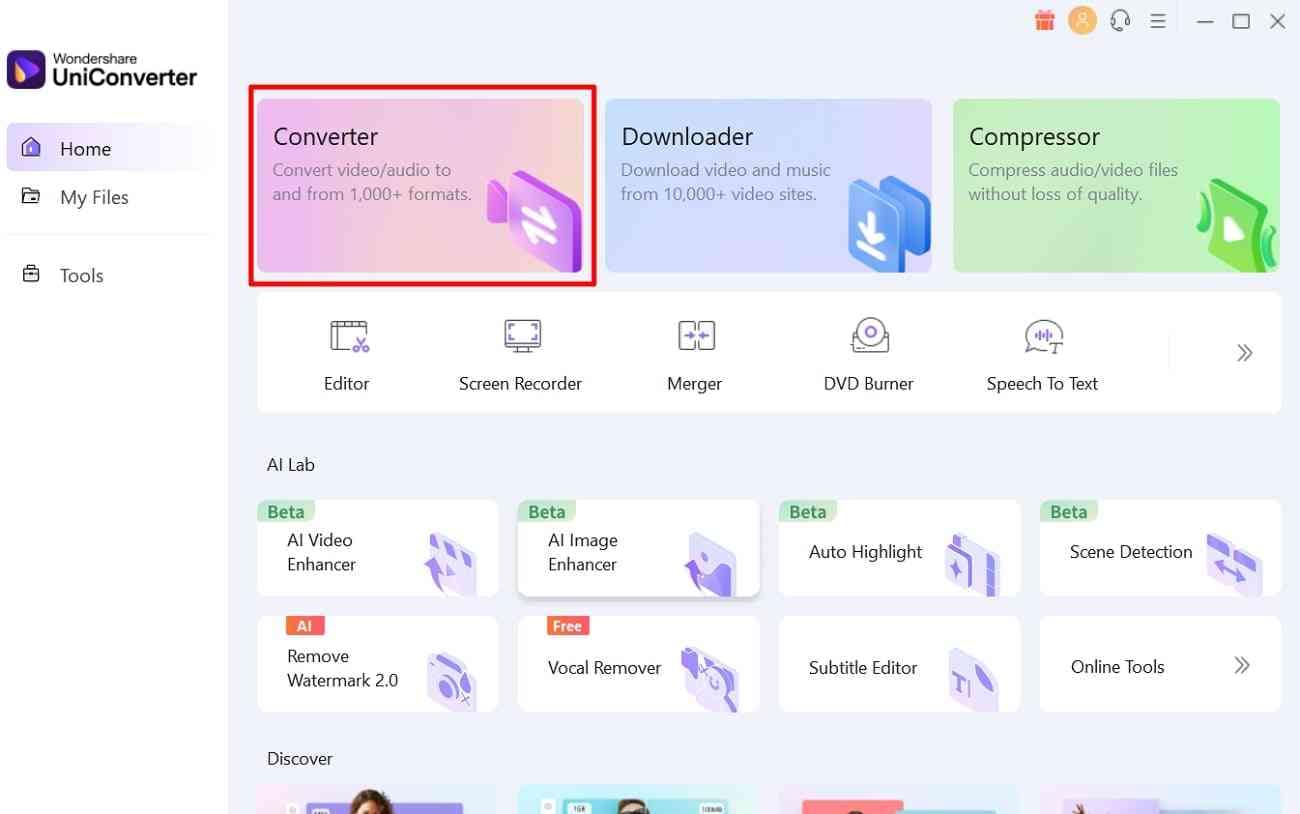 open converter feature in uniconverter