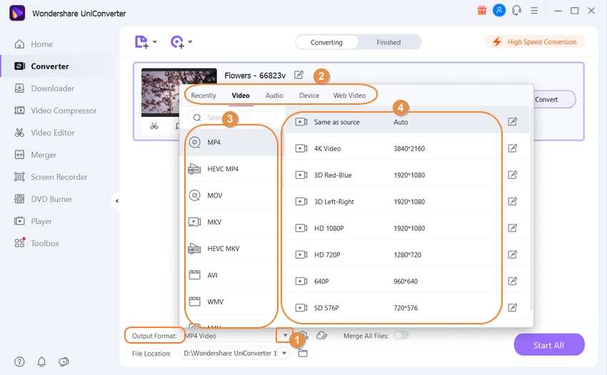 choose output format