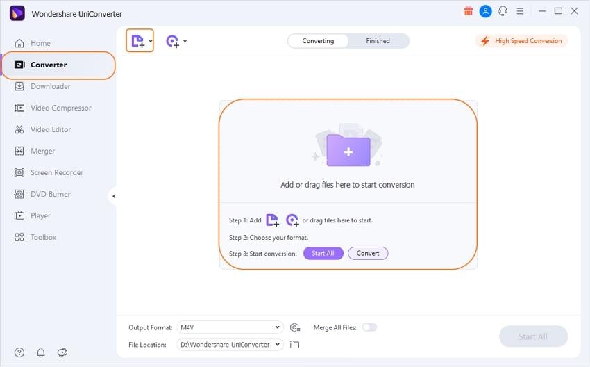 add mp4 to the wondershare uniconverter