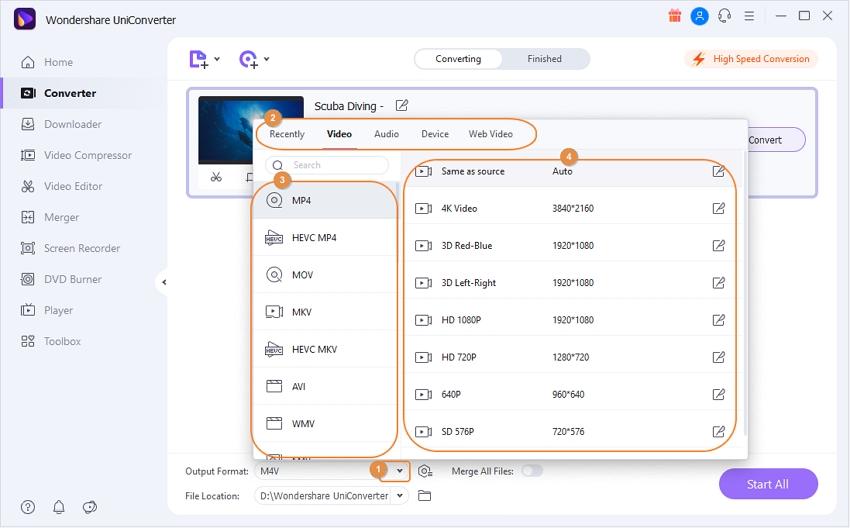 choose output formart