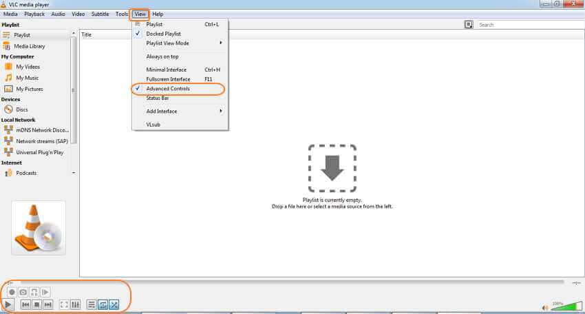 open view button in VLC