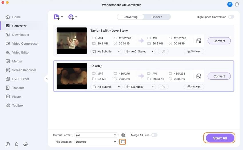 Convert video to AVI